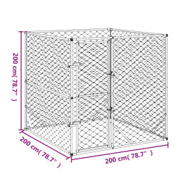 Chenil d'extérieur pour chiens argenté 2x2x2 m acier galvanisé