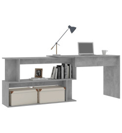 Bureau d'angle Gris béton 200x50x76 cm Aggloméré