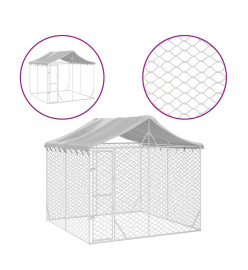 Chenil d'extérieur pour chiens avec toit argenté 3x3x2,5 m