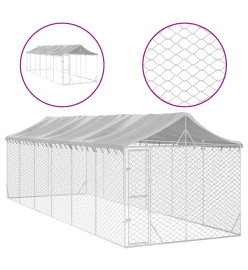 Chenil d'extérieur pour chiens avec toit argenté 3x9x2,5 m