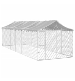 Chenil d'extérieur pour chiens avec toit argenté 3x9x2,5 m