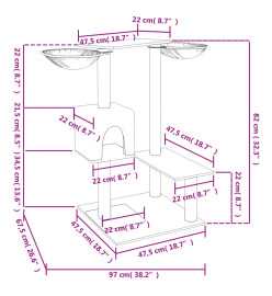 Arbre à chat avec griffoirs gris clair 82 cm