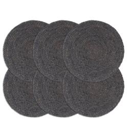 Napperons 6 pcs Gris foncé Plain 38 cm Rond Jute