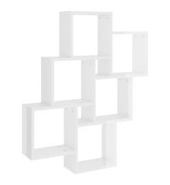 Étagère cube murale Blanc brillant 78x15x93 cm Aggloméré