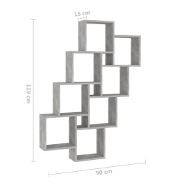 Étagère cube murale Gris béton 90x15x119 cm Aggloméré