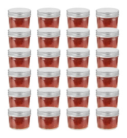 24 pcs Pots à confiture avec couvercles argentés Verre 110 ml