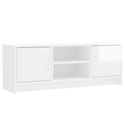 Meuble TV blanc brillant 102x30x37,5 cm bois d'ingénierie