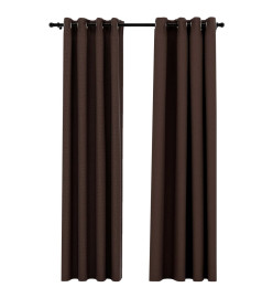 Rideaux occultants Aspect lin avec œillets 2pcs Taupe 140x225cm