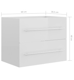 Armoire d'évier Blanc brillant 60x38,5x48 cm Aggloméré