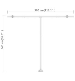 Auvent manuel rétractable sur pied 300x250 cm Crème