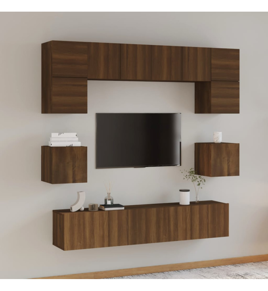 Ensemble de meubles TV 8 pcs Chêne marron Bois d'ingénierie