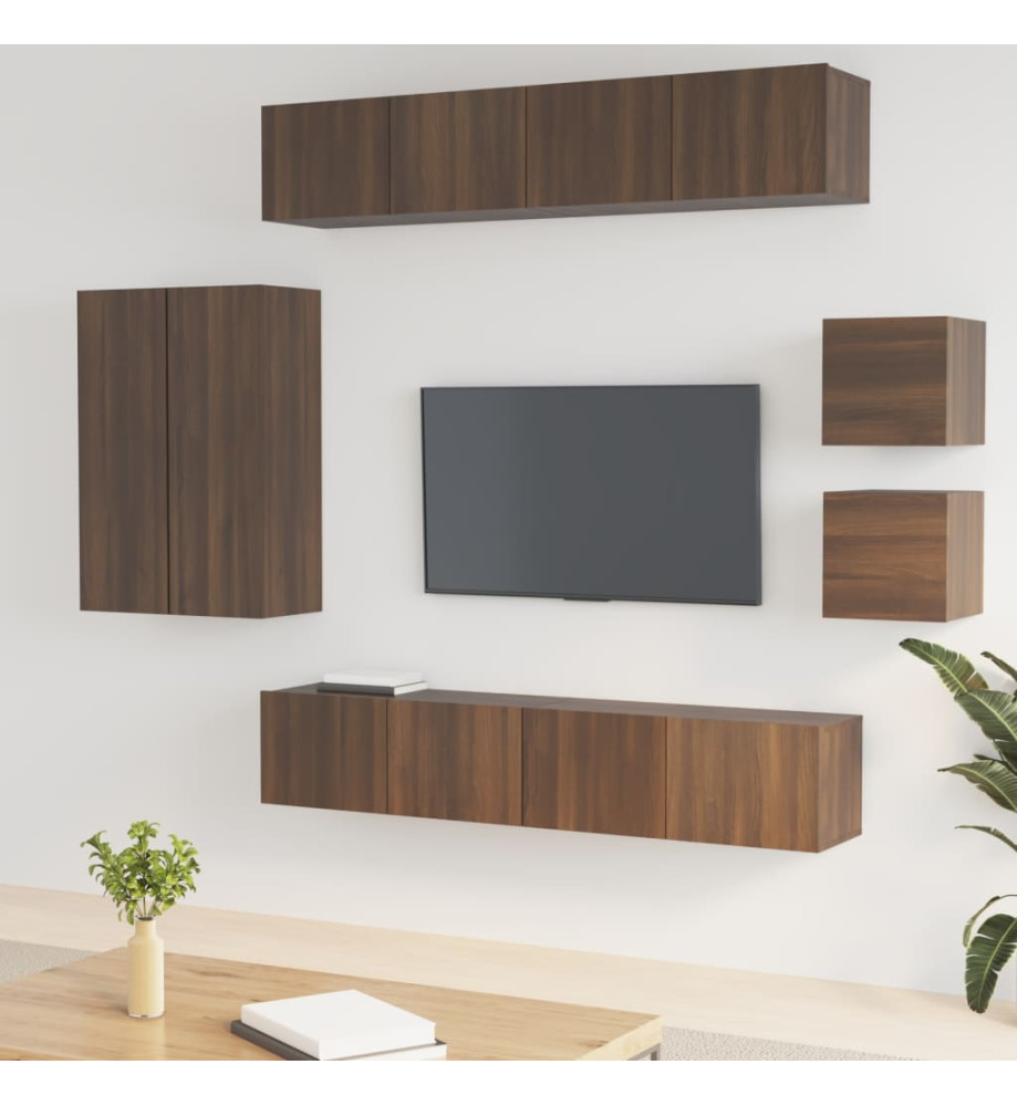 Ensemble de meubles TV 8 pcs Chêne marron Bois d'ingénierie