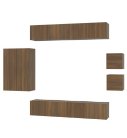 Ensemble de meubles TV 8 pcs Chêne marron Bois d'ingénierie