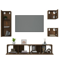 Ensemble de meubles TV 5 pcs Chêne marron Bois d'ingénierie