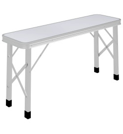 Table de camping pliable avec 2 bancs Aluminium Blanc