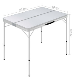 Table de camping pliable avec 2 bancs Aluminium Blanc