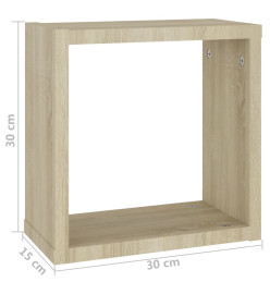 Étagères cube murales 2 pcs Chêne sonoma 30x15x30 cm