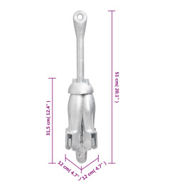 Ancre pliable avec corde argenté 6 kg fer malléable