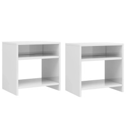 2 pcs Tables de chevet Blanc brillant 40 x 30 x 40 cm Aggloméré