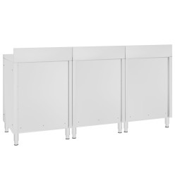 Table de travail commerciale avec armoire 180x60x96 cm Inox