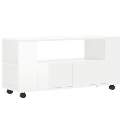 Meuble TV blanc brillant 102x34,5x43 cm bois d'ingénierie