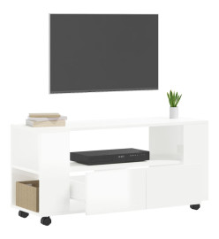 Meuble TV blanc brillant 102x34,5x43 cm bois d'ingénierie