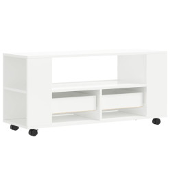 Meuble TV blanc brillant 102x34,5x43 cm bois d'ingénierie