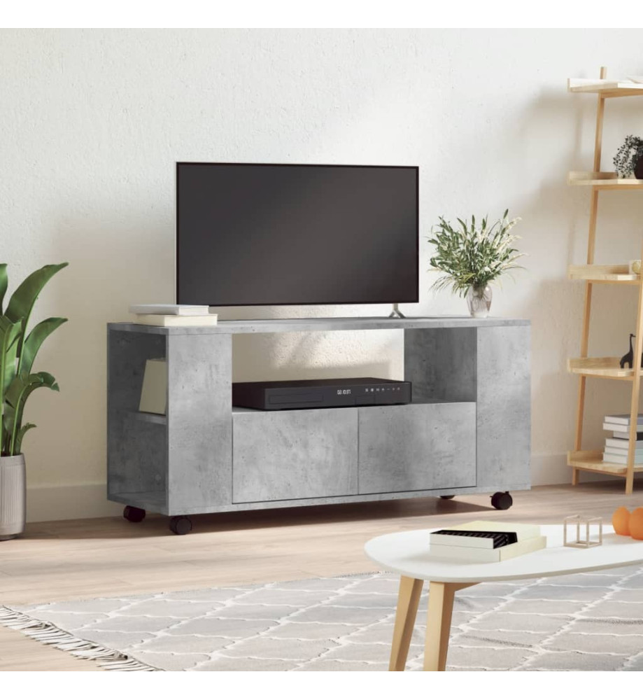 Meuble TV gris béton 102x34,5x43 cm bois d'ingénierie