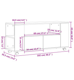 Meuble TV gris béton 102x34,5x43 cm bois d'ingénierie