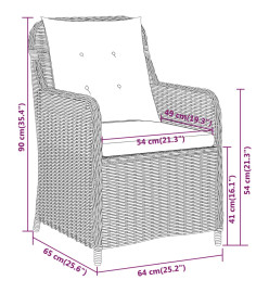 Ensemble de salle à manger de jardin 5 pcs Marron