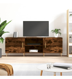 Meuble TV chêne fumé 150x30x50 cm bois d'ingénierie