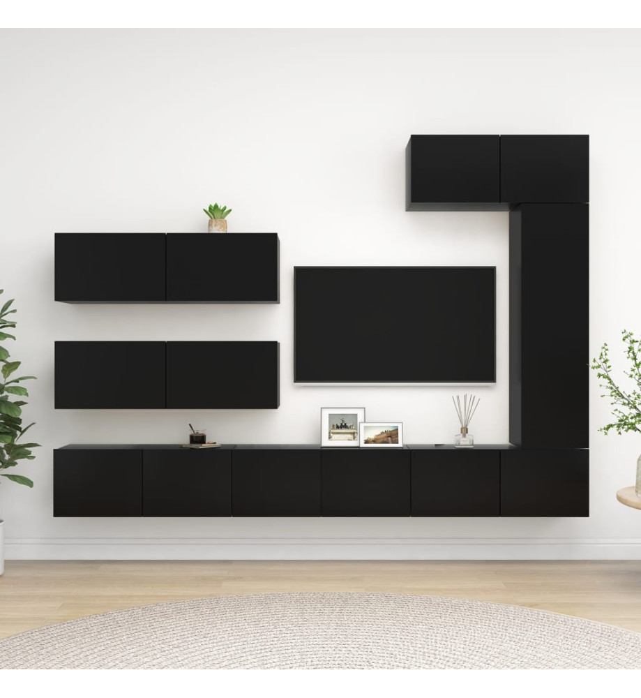 Ensemble de meuble TV 7 pcs Noir Aggloméré