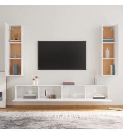 Ensemble de meubles TV 4 pcs Blanc brillant Bois d'ingénierie