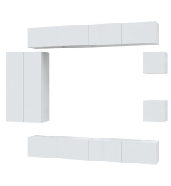 Ensemble de meubles TV 8 pcs Blanc brillant Bois d'ingénierie