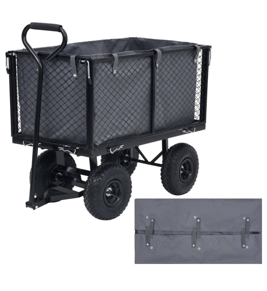 Bâche de chariot de jardin Gris foncé 81x41x40 cm Tissu