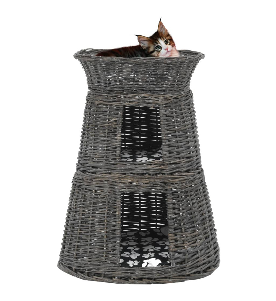 Jeu de panier pour chats 3 pcs avec coussins Gris 47x34x60 cm