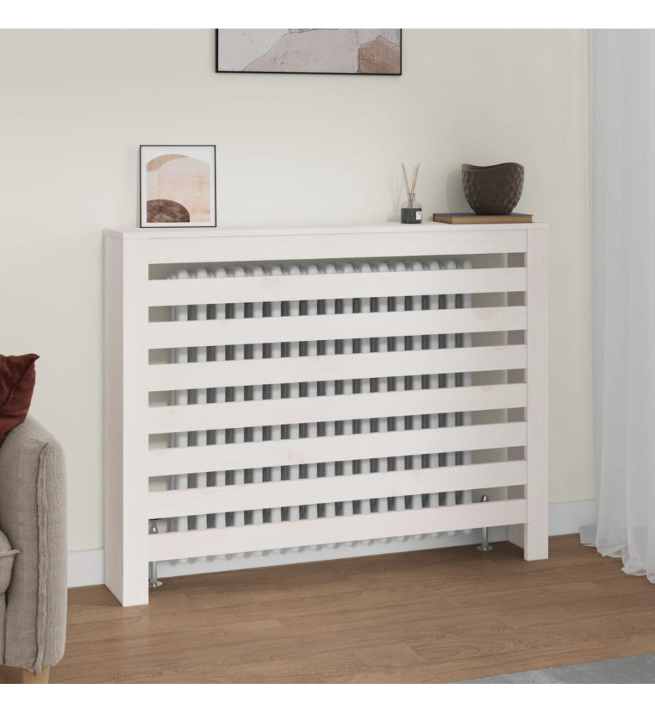 Cache-radiateur Blanc 108,5x19x84 cm Bois massif de pin