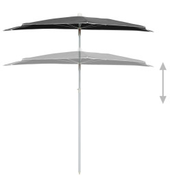 Demi-parasol de jardin avec mât 180x90 cm Anthracite