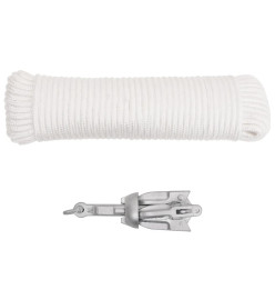 Ancre pliable avec corde argenté 0,7 kg fer malléable