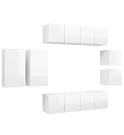 Ensemble de meuble TV 8 pcs Blanc brillant Aggloméré