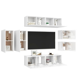 Ensemble de meuble TV 8 pcs Blanc brillant Aggloméré