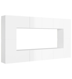 Ensemble de meubles TV 8 pcs Blanc brillant Aggloméré