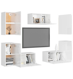 Ensemble de meubles TV 7 pcs Blanc brillant Aggloméré