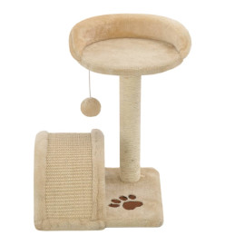 Arbre à chat avec griffoir en sisal 40 cm Beige et Marron