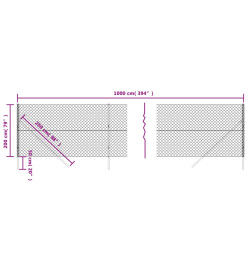 Clôture à mailles losangées argenté 2x10 m