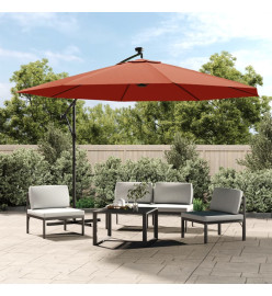 Parasol déporté avec lumières LED Terre cuite 350 cm