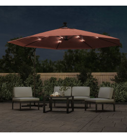 Parasol déporté avec lumières LED Terre cuite 350 cm