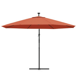 Parasol déporté avec lumières LED Terre cuite 350 cm