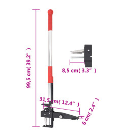 Désherbant rouge et argenté 99,5 cm aluminium anodisé