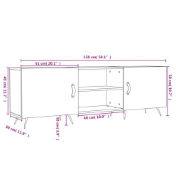 Meuble TV blanc 150x30x50 cm bois d'ingénierie